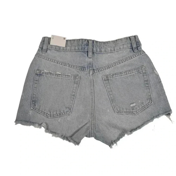 NWT Zara Light Wash Jean Shorts High Rise Distressed Button Fly Size 2 - Picture 3 of 11
